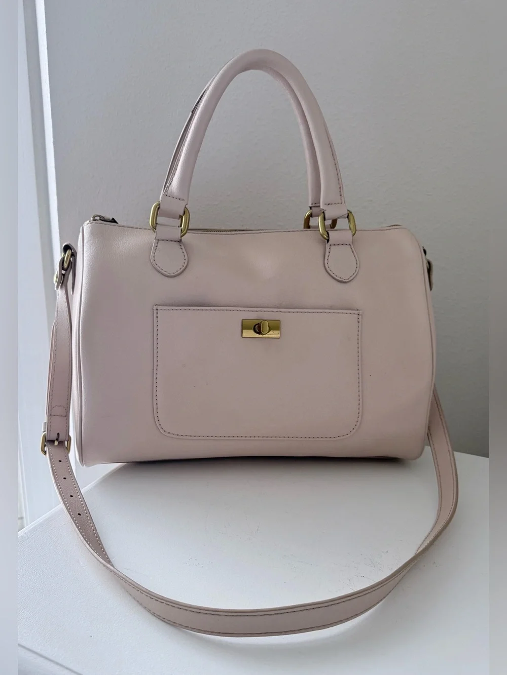 J. Crew | Pale Pink Nude Leather Dorset Satchel Boston Style Bag | Neutral